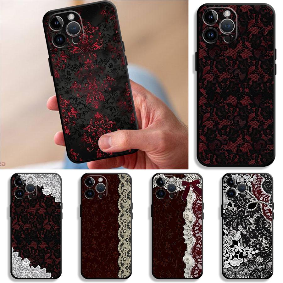 Apple Iphone 15 - Black And Red Sexy Lace Phone
