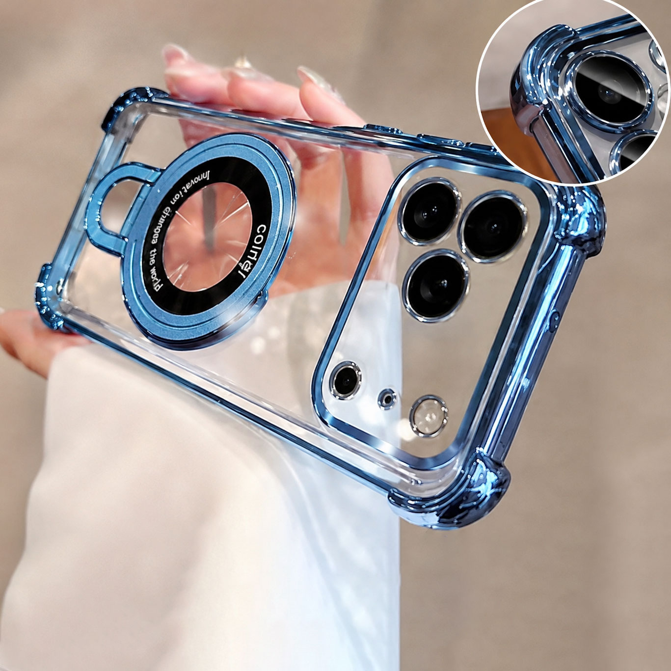 Luxury Clear  Plating Phone Ca - đánh giá và giá Ring Stand Case